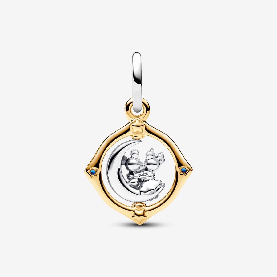 Disney x Pandora Mickey Mouse & Minnie Mouse Two-tone Spinning Moon Dangle Charm